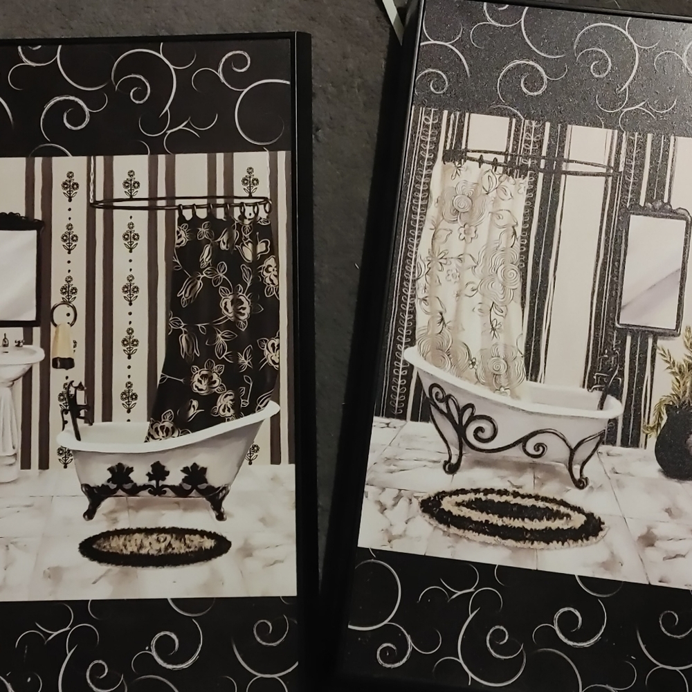 Two beautiful wood painted painted pictures